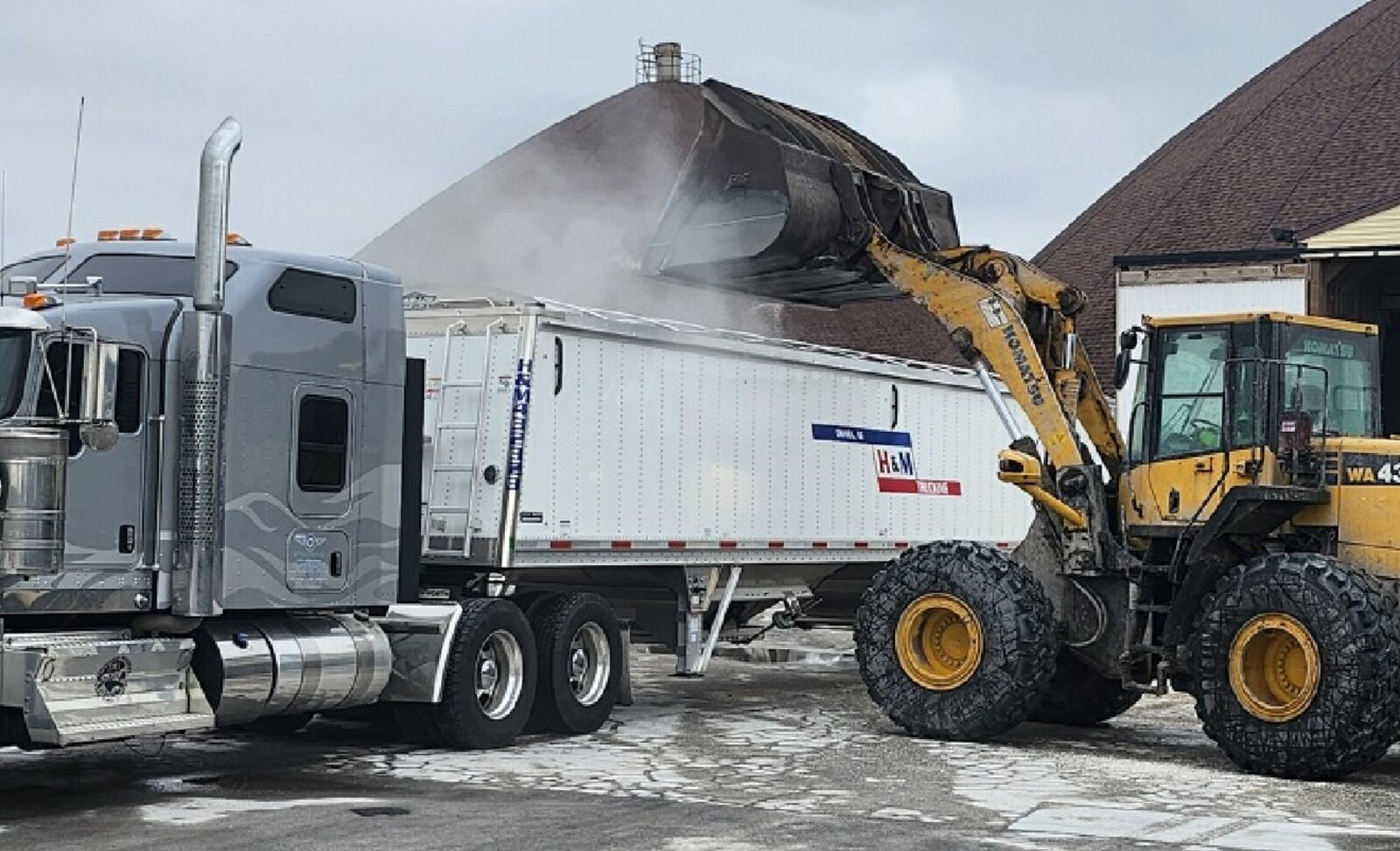 Kenworth dump truck being loaded